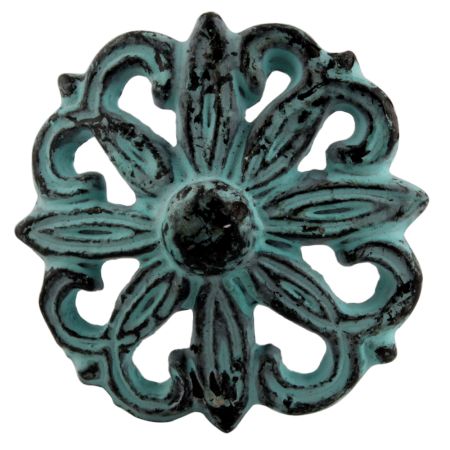 Antique Sage Green Floral Iron Cabinet Knobs
